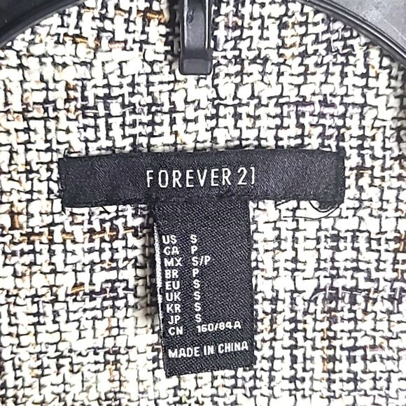 Forever 21 Black & White Tweed Vest with Exposed Black Zipper, Size Small - Picture 7 of 8